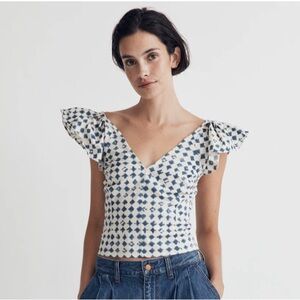 Women’s Madewell Shibori-Print V-Back Top Size 6